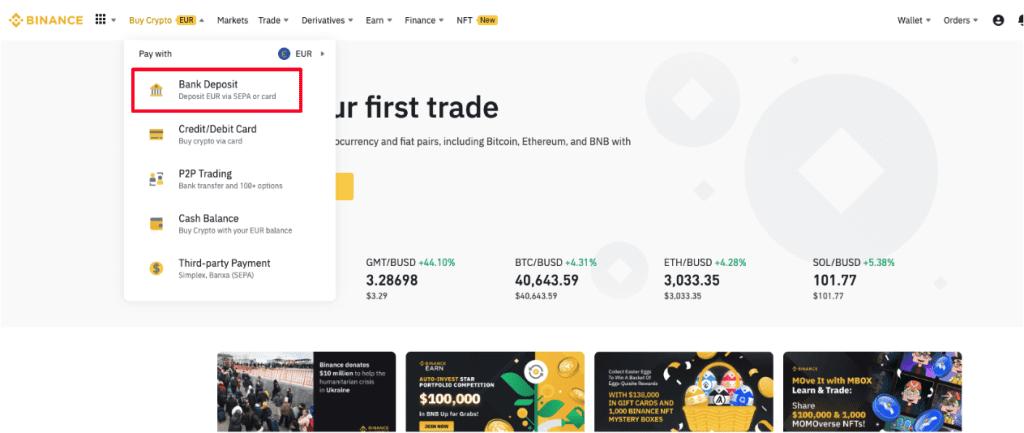 How to Deposit Fiat with Credit/Debit Card in Binance